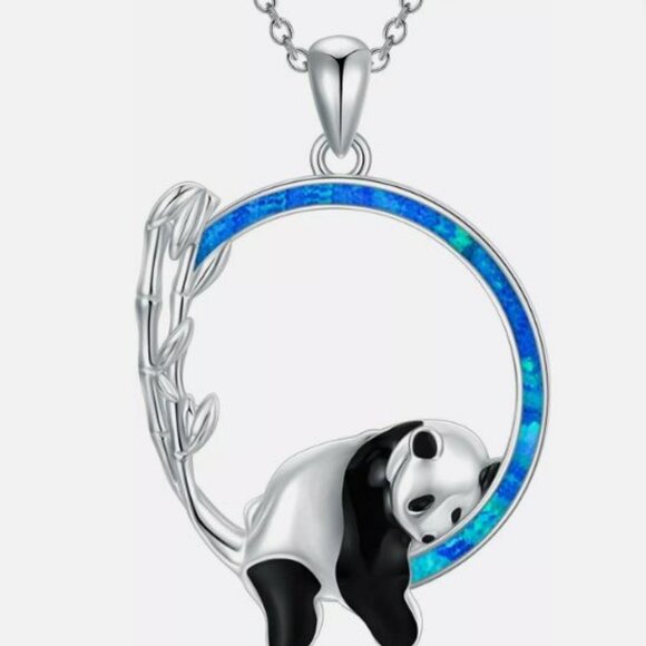 Jewelry - Silver and Blue Panda Pendant Necklace